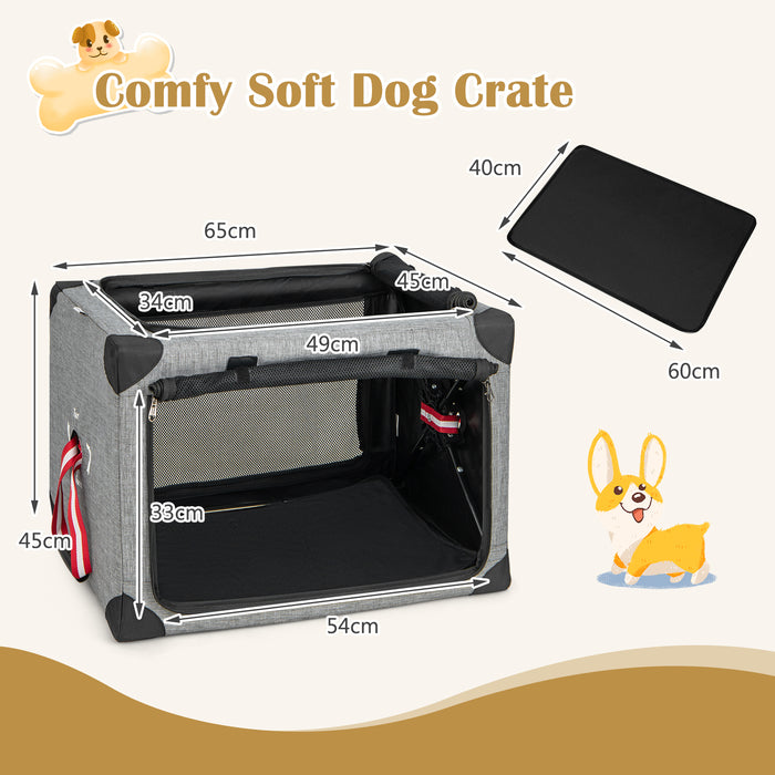 3-Door Folding Soft Kennel with Metal Frame - Dog House with Removable Pad for Comfort - Convenient Solution for Your Pet's Rest and Travel Needs