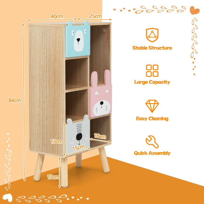 Kids Toy Storage Organizer - 3-Drawer Design with 4 Open Compartments in Natural Color - Ideal for Playroom Organization