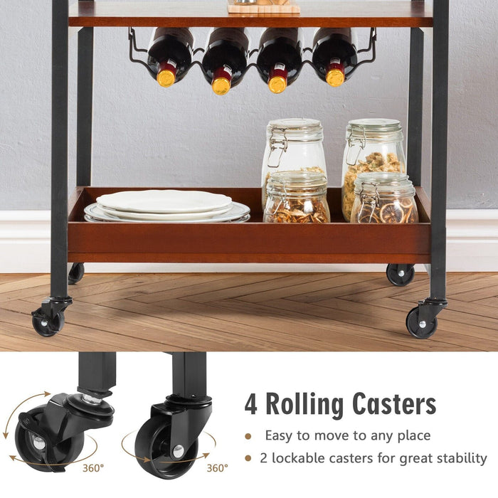 Industrial 3-Tier Kitchen Island Cart - Sturdy, Multi-level Rolling Storage Solution - Perfect for Home Chef's Kitchen Organization Needs