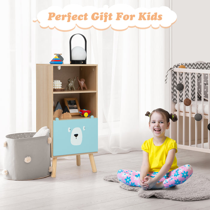 Wooden 3-Tier Kids Storage Shelf with Drawers - Sturdy Children's Furniture with Multiple Compartments - Ideal Solution for Organizing Toys and Books