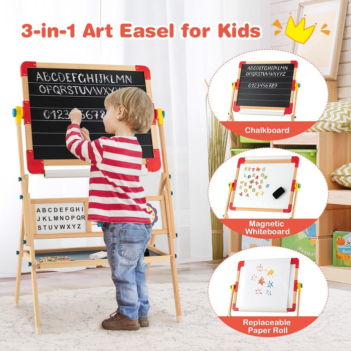 Freestanding 3-in-1 Kids Art Easel - Double-sided Drawing Board Feature - For Little Artists Enhancing Creativity