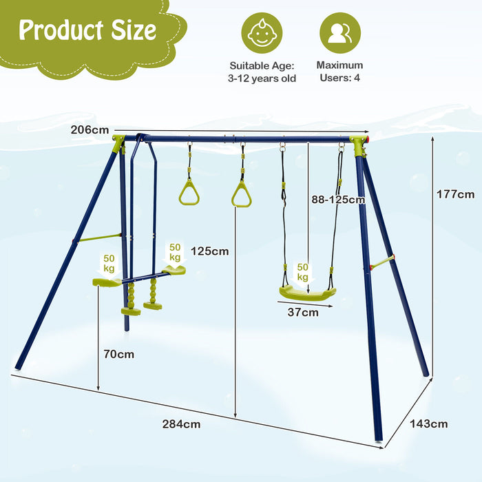 A-Frame Swing Set - 3-in-1 Multifunctional Design - Ideal for Outdoor Play and Physical Activity for Children