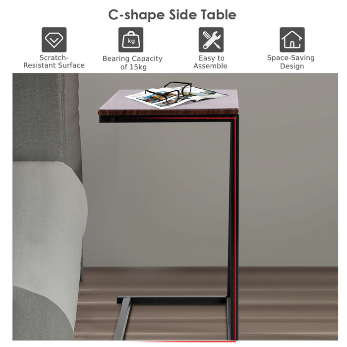 Industrial Style Brand - C Shaped Side and End Table - Perfect for Urban Living Spaces and Modern Layouts