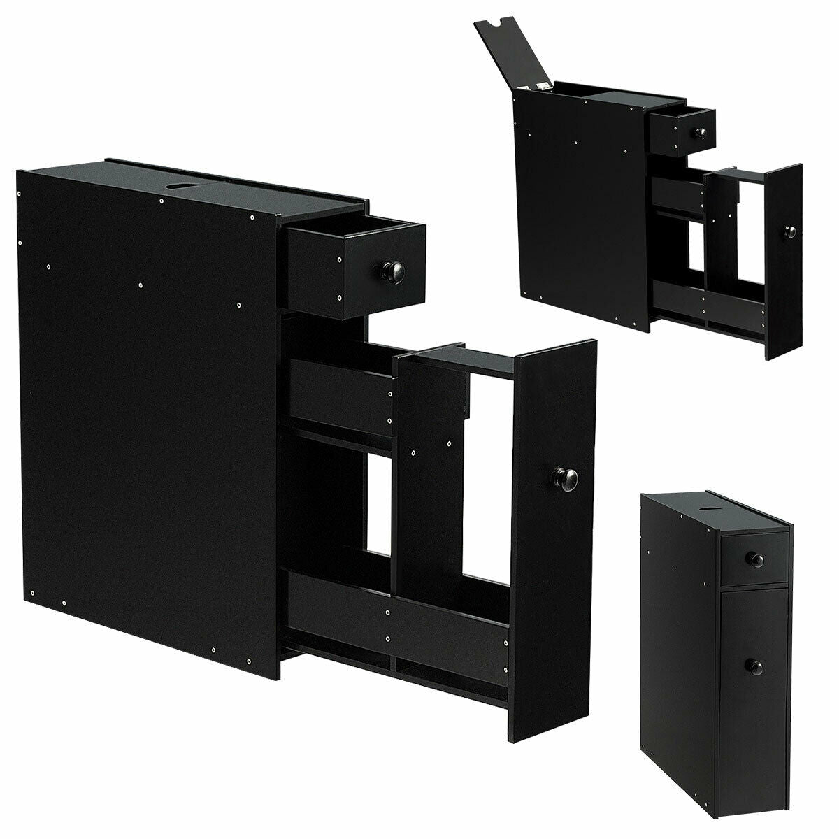 Black Slim Storage with SlideOut Drawers for Home & Office