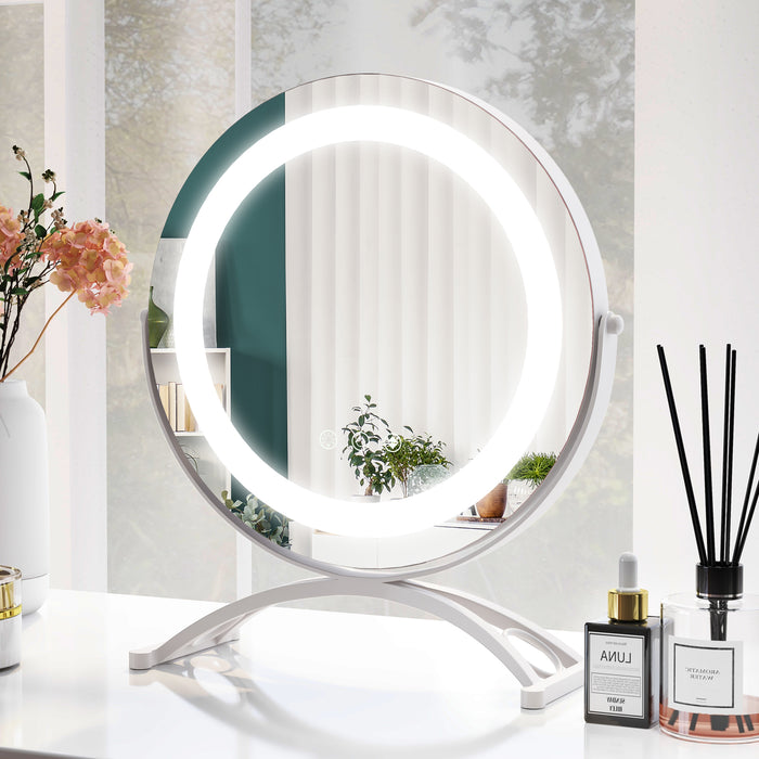 LED Lighted Round Vanity Mirror, 30 CM - Smart Touch Control, Radiant White - Perfect for Makeup Enthusiasts and Beauty Gurus
