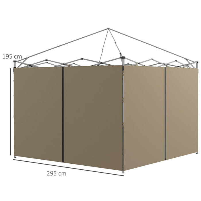 Gazebo Side Panels 2-Pack for 3x3m/3x6m Canopy - Beige Replacement Panels with Zipped Doors - Ideal for Outdoor Shelter and Privacy