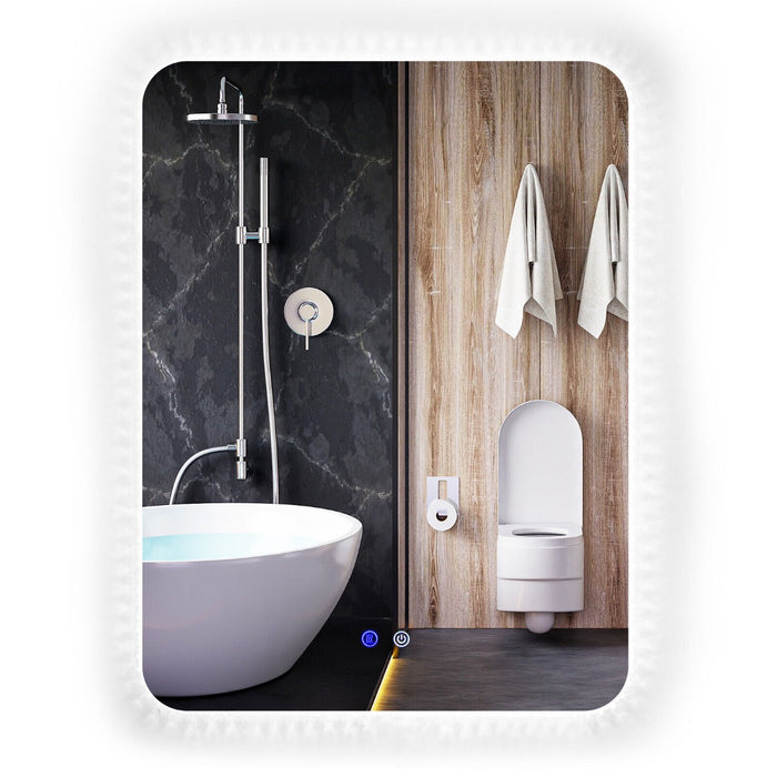 80x60cm Wall Mounted Mirror, Includes Demister Pad - Ideal for Clear, Condensation-Free Reflections