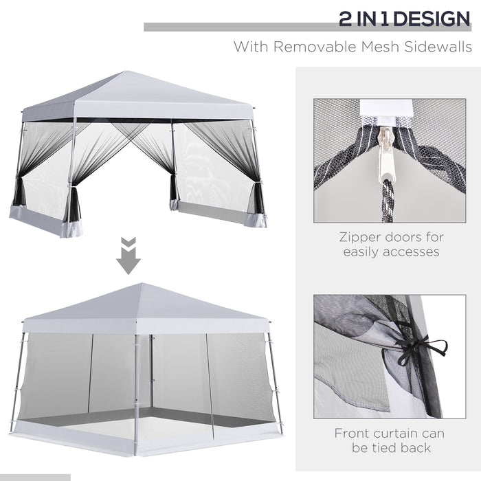 Pop Up Steel Frame Gazebo - 3.6m x 3.6m White Outdoor Canopy - Ideal for Garden Parties & Events