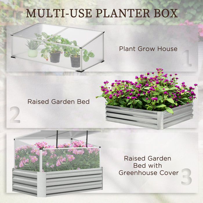 Galvanised Raised Garden Beds with Mini Greenhouse - Outdoor Planters with Cold Frame for Climate Control - Ideal for Growing Herbs and Vegetables