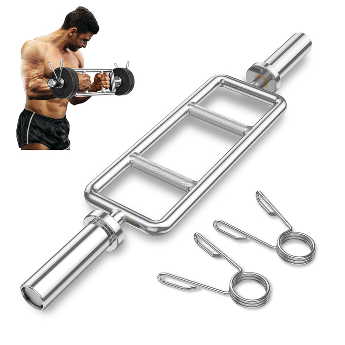 Olympic Triceps Bar - Solid Steel Weight Bar with Knurled Handles - Ideal for Strengthening and Toning Arms