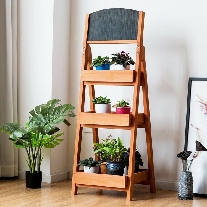 3-Tier Ladder Rack Brand - Compact Display Shelf with Blackboard - Ideal for Retail Stores or Home Organisation