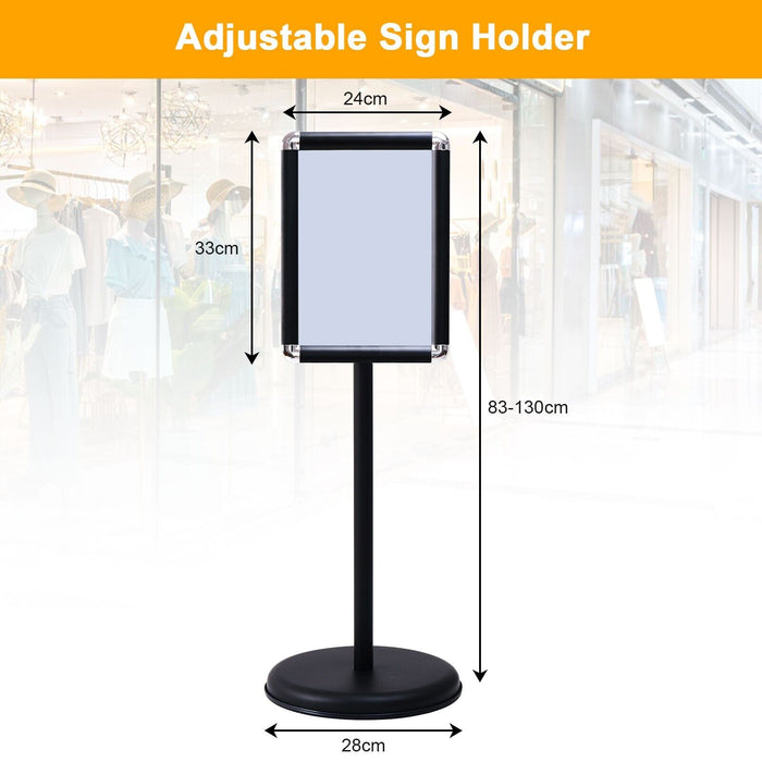 360 Degrees Rotating A4 Poster Stand - Adjustable Height, Black Display Holder - Ideal for Presenting Signs and Posters