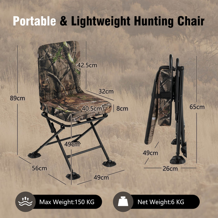 360° Swivel Folding Model - Silent Hunting Chair with Padded Comfort - Perfect for Stealthy Hunters and Outdoor Use