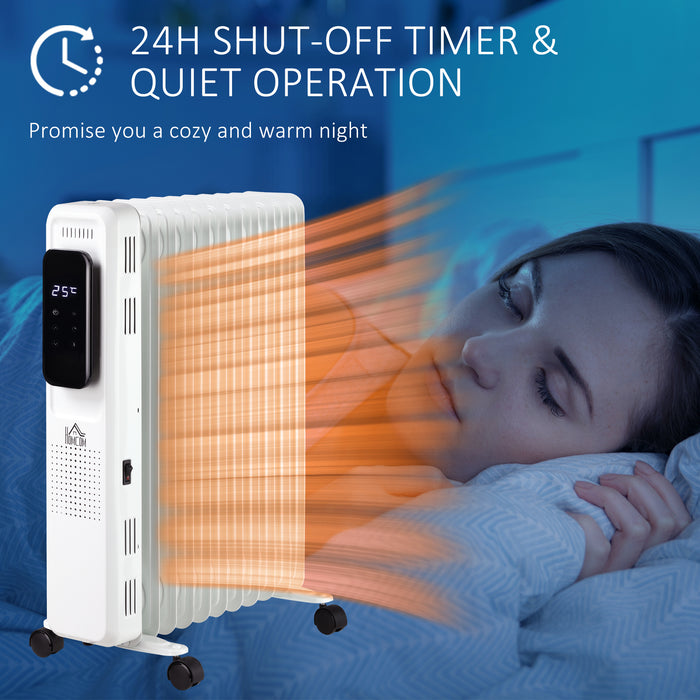 2720W Oil Filled Radiator Heater with LED Display - Portable 11-Fin Electric Heater with 24-Hr Timer & 3 Heat Settings - Perfect for Adjustable Indoor Temperature Control