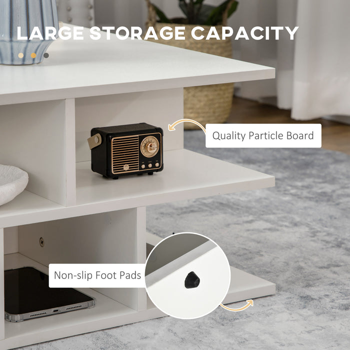 Modern White Square Coffee Table - Cocktail Centerpiece with Ample Storage, 70cm - Ideal for Living Room Organization and Style