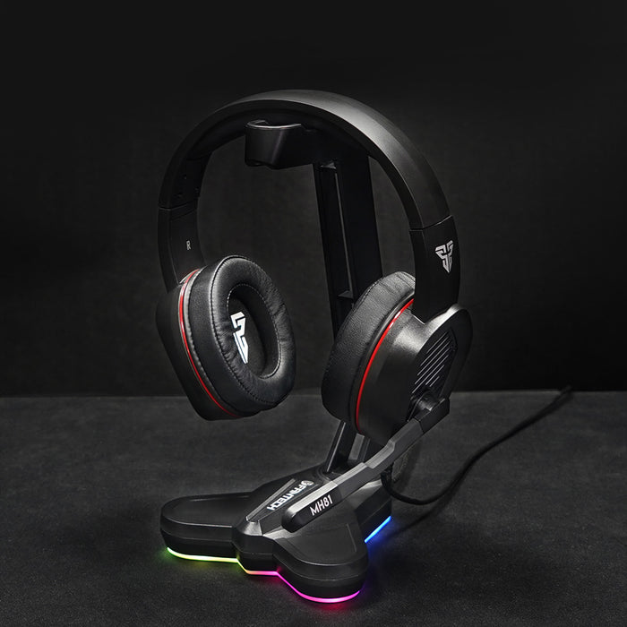FANTECH AC3001S - RGB Light-emitting Headphone Stand, Headset Hook Display Rack & Storage Tools with Anti-Slip Aggravating Base - Perfect for Gamers & Organizing Workspace