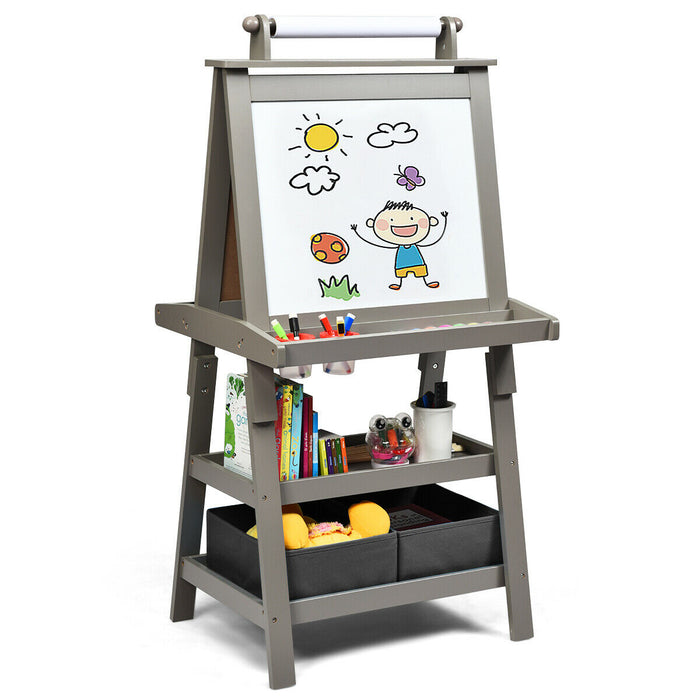 Double-Sided Kids Art Easel - Includes Paper Roll for Continuous Creativity - Perfect for Budding Young Artists