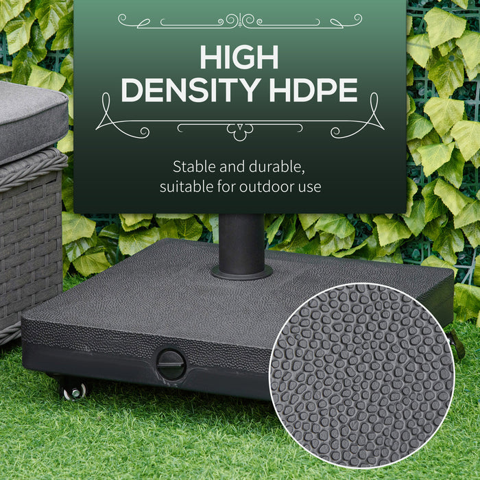 Heavy-Duty 20kg Rolling Garden Parasol Base - Sand/Water Fillable, Outdoor Patio Umbrella Stand, Black - Ideal for Decks, Beaches, and Backyard Stability