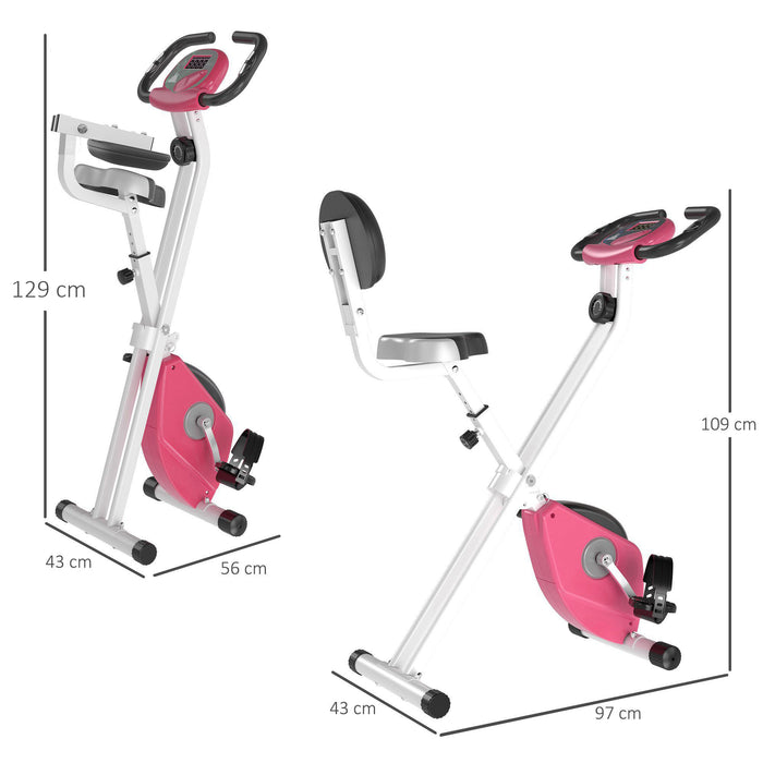 Foldable Magnetic Resistance Exercise Bike - LCD Monitor, Adjustable Seat, Heart Rate & Foot Pads - Compact Home Office Fitness Solution