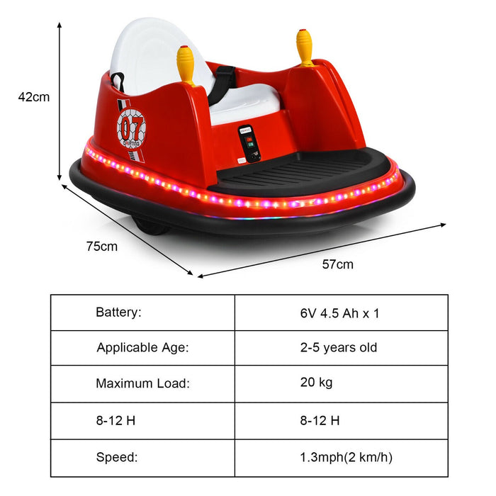 Child's Bumper Car Ride-On - Red Toy with Colorful Flashing Lights and Music - Fun Play for Boys and Girls