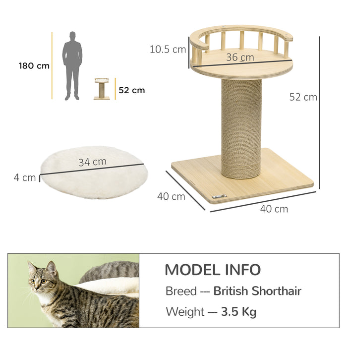 52cm Kitty Playhouse - Cat Tree with Activity Center, Bed, and Robust Jute Scratching Post - Ideal for Feline Fun and Relaxation