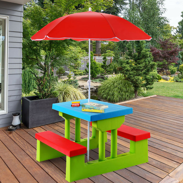 Picnic Play Table Set for Kids - With Removable Umbrella, Outdoor Activity Center - Ideal for Children's Garden Parties and Picnics