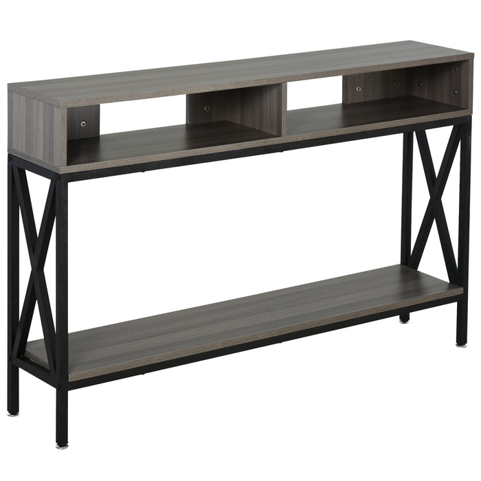 3-Compartment Console Table - Metal Frame with Adjustable Feet for Home and Office - Stylish Storage and Display Solution for Living Room