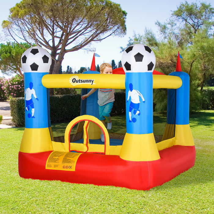 Kids Inflatable Bounce House - Football Field-Themed Trampoline with Included Blower, 2.25 x 2.2 x 1.95m - Ideal Play Area for Children Ages 3-12