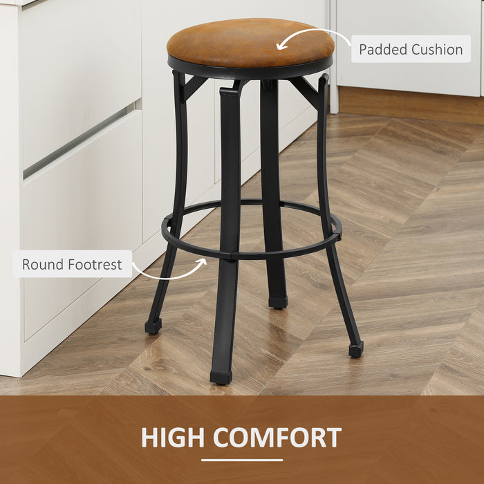 Vintage Kitchen Stools Set of 2 - Microfiber Cloth Breakfast Bar Chairs with Footrest and Brown Powder-Coated Steel Legs - Ideal for Home Bar and Kitchen Seating