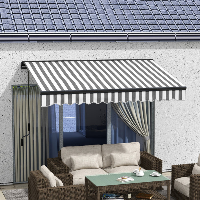 Aluminium Frame Electric Awning 3x2m - Retractable Sun Canopy for Patio Doors and Windows, Grey/White Design - Outdoor Shade Solution for Homeowners