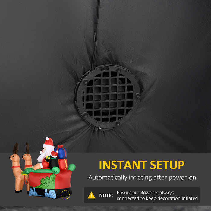 Inflatable Christmas Display with Santa, Penguin & Sleigh - 6ft LED-Lit Blow-Up Outdoor Decor with Reindeer - Perfect Holiday Lawn Statement Piece