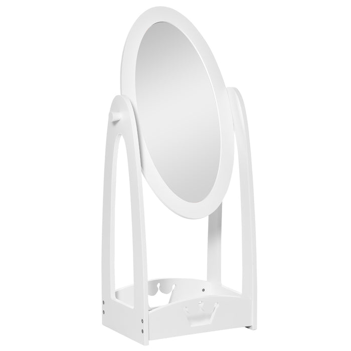 360° Rotating Full-Length Free Standing Mirror with Storage - Kid-Friendly MDF Child’s Dressing Mirror - Ideal for Ages 3-8, Dimensions: 40L x 30W x 104H cm