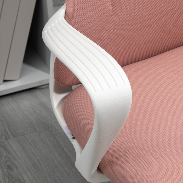 High-Back Ergonomic Office Seating - Comfortable Desk Chair with Armrests and Tilt Feature, Height Adjustable - Ideal for Extended Work Sessions, Supportive Pink Chair