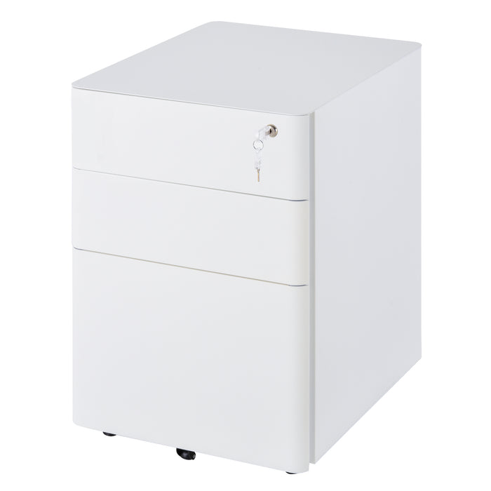 3-Drawer Steel File Cabinet with Lock - Mobile Vertical Filing Storage, Fully Assembled - Secure Organizer for Home Office or Business Documents