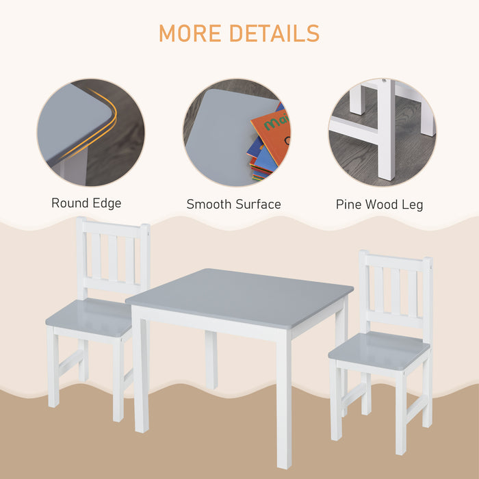 3-Piece Kids Table and Chair Set - Toddler Multi-use Desk for Arts, Crafts, Study, Snack Time - Easy Assembly, Perfect for Indoor Activities