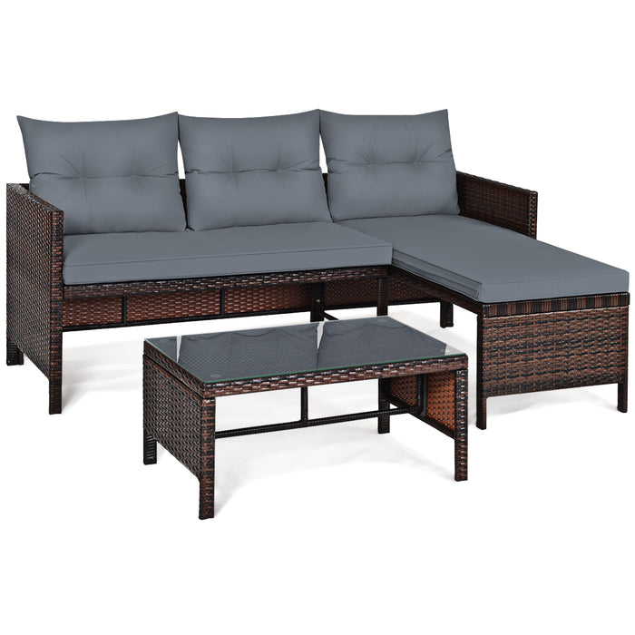 3-Piece Patio Conversation Bistro Set - Outdoor Garden Furniture with Washable Couch Cushion - Ideal for Casual Gatherings and Relaxation
