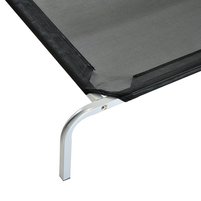 Elevated Pet Bed with Sturdy Metal Frame - Portable Raised Dog Cot for Camping, Travel, Black, Large - Ideal for Outdoor Comfort and Pet Relaxation