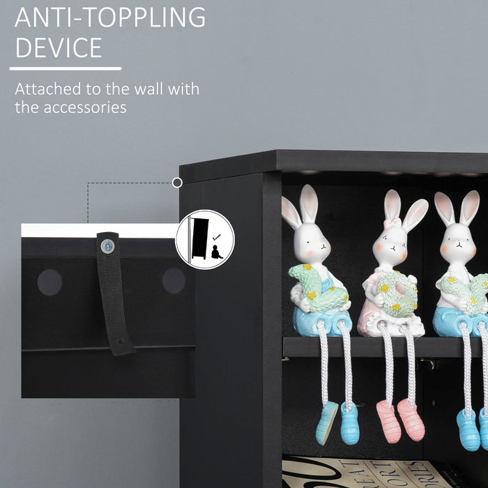 204 CD Tower Rack - Blu-Ray/DVD Media Storage Shelf with Adjustable Shelves - Organiser Set for Bookcase Display, Black