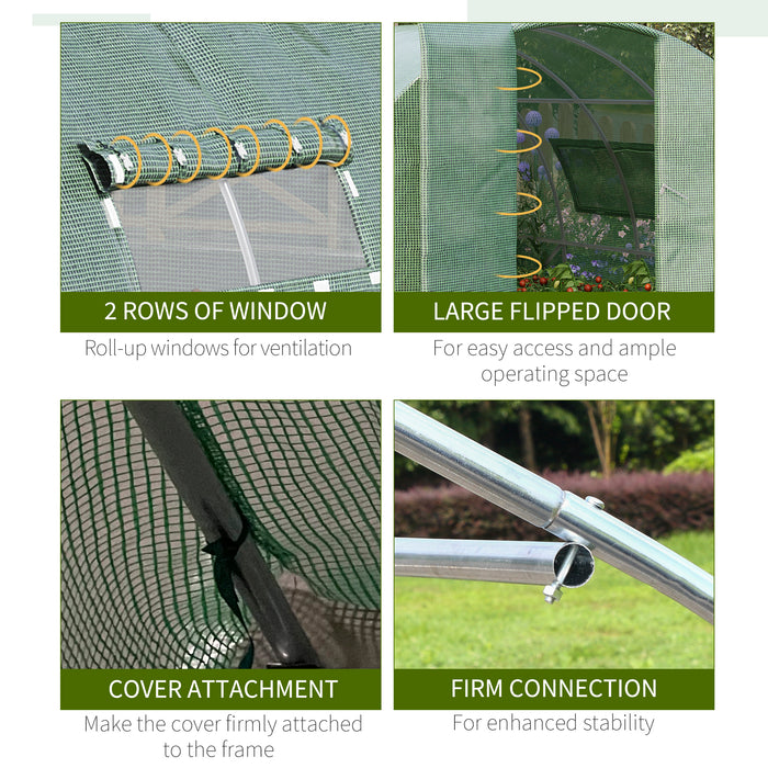 Walk-In Polytunnel Greenhouse - 4x3x2m Heavy-Duty Steel Frame with Metal Hinged Door & Mesh Windows - Ideal for Extended Season Gardening & Plant Protection