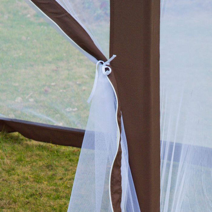 Hexagonal Garden Gazebo - Outdoor Patio Canopy Tent with Sun Shelter and Mosquito Netting - Ideal for Parties and Gatherings