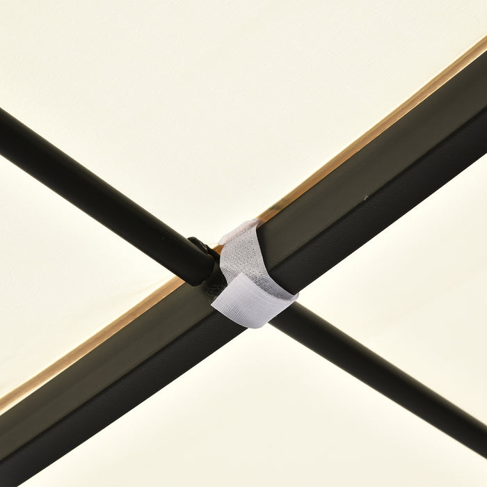 Metal Wall Gazebo - 4x3m Cream Canopy with Marquee Shelter & Awning - Outdoor Garden Door Porch Protection