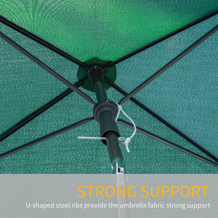 Rectangular Aluminium Patio Sun Umbrella - 2M x 1.25M with Tilt Feature, Green - Ideal for Garden Shade and UV Protection