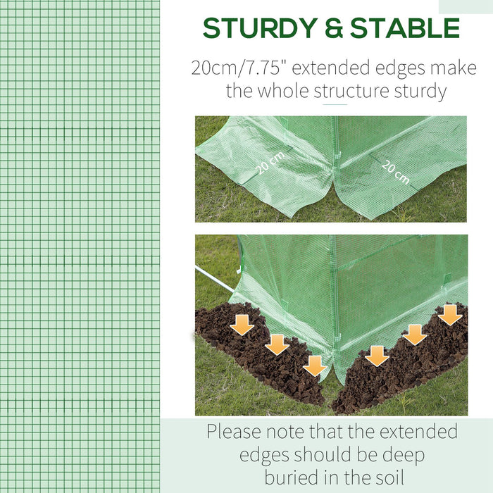 Replacement PE Cover for 3x3x2m Walk-in Tunnel Greenhouse - Green, Roll-Up Windows, Winter Garden Protection - Ideal for Plant Growth and Weather Shield