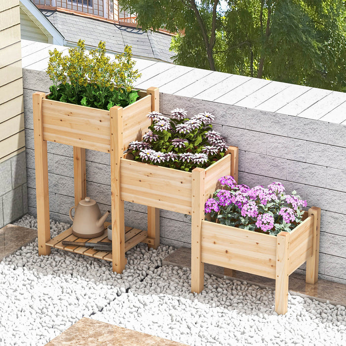 Three-Tier Raised Garden Bed - Elevated Outdoor Planter with Triple Planting Boxes - Perfect for Urban Gardening Enthusiasts