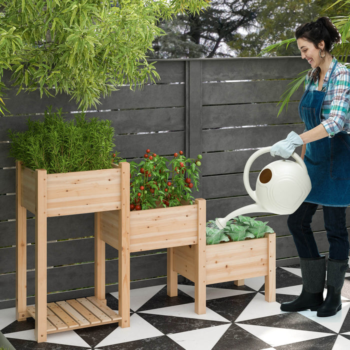 Three-Tier Raised Garden Bed - Elevated Outdoor Planter with Triple Planting Boxes - Perfect for Urban Gardening Enthusiasts