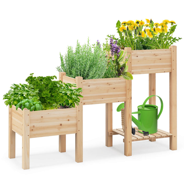 Three-Tier Raised Garden Bed - Elevated Outdoor Planter with Triple Planting Boxes - Perfect for Urban Gardening Enthusiasts