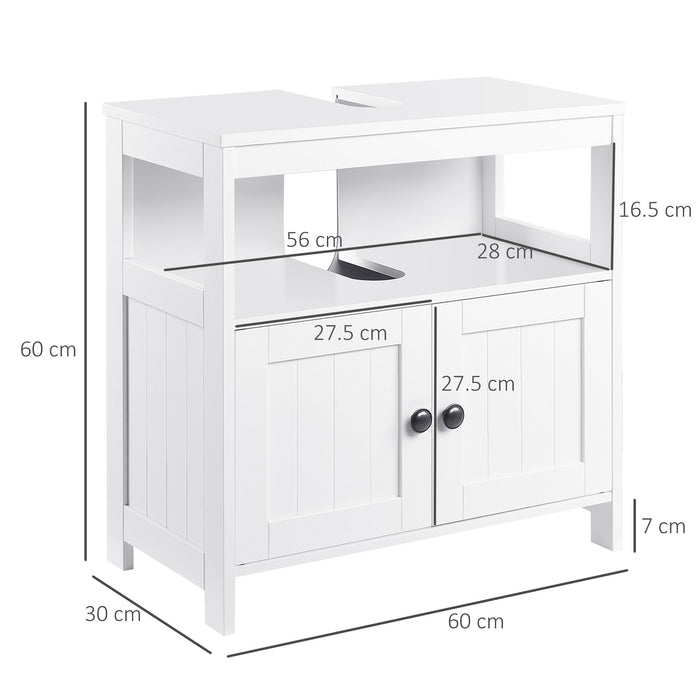 Modern Double Door Pedestal Cabinet - Under Sink Bathroom Vanity Storage with Shelves - Space-Saving Organizer for Small Bathrooms