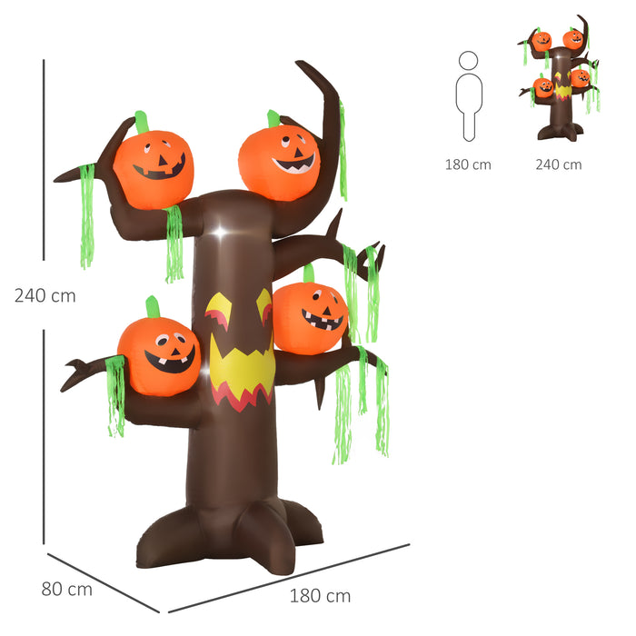 Halloween Inflatable Ghost Tree Decor - 2.4m Tall with 6 LED Lights - Quick Setup, Next Day Delivery for Festive Yard Display