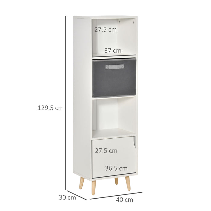 White Wooden Bookcase with Doors - 3-Tier Display Cabinet for Books and Decor - Ideal for Home Office, Living Room, Bedroom, and Study Organization