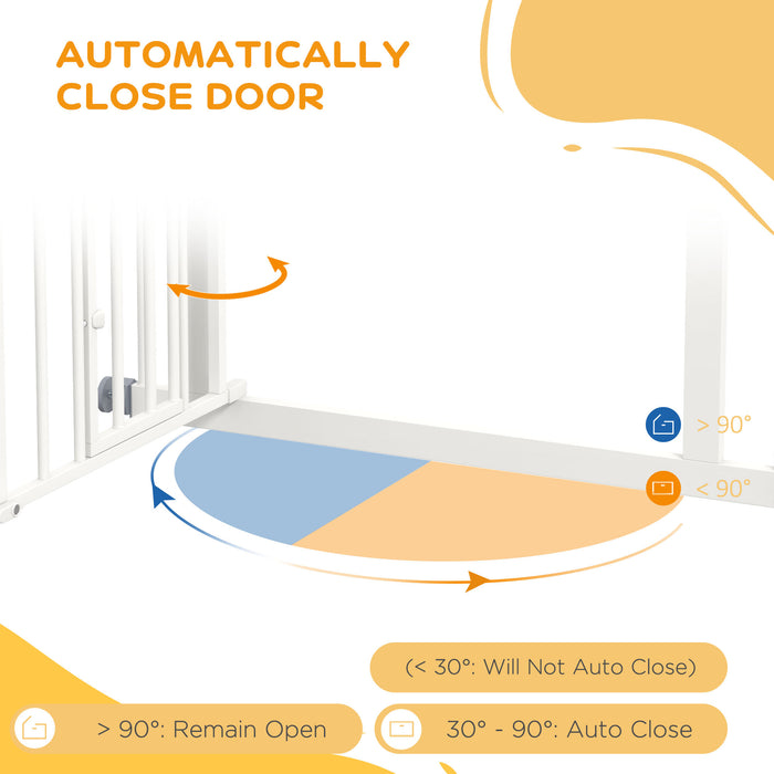 Pressure Fit Stair Gate with Cat Door - Auto-Closing Safety Barrier, Double-Locking - Pet Management for Home, Fits 74-80cm Spaces